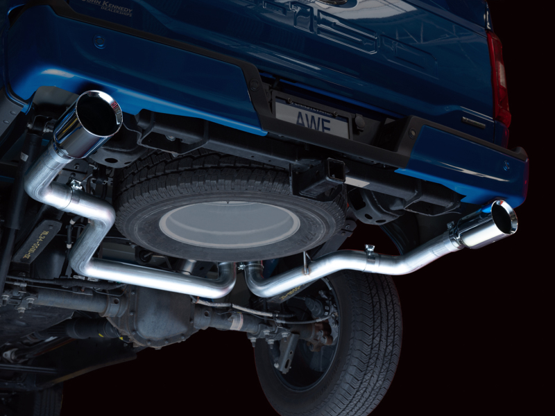 Ford F150 Performance Exhaust - Rear - AWE Tuning - Cat Back, Dual Split Rear Exit - Chrome Silver - `21-`27